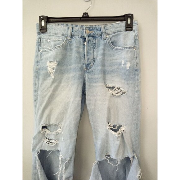 H&M Boyfriend Button Fly Destructed Jeans Size 4 - Picture 2 of 9